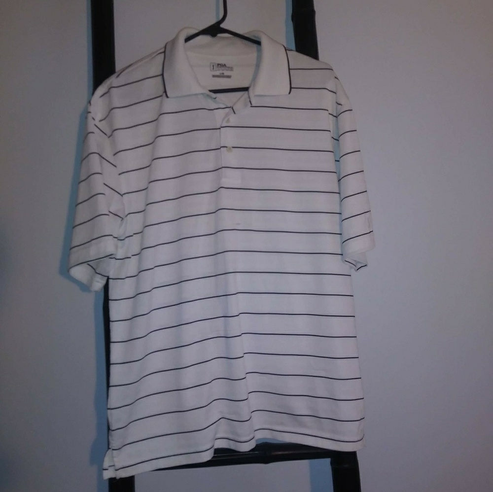 PGA Tour White Striped Polo